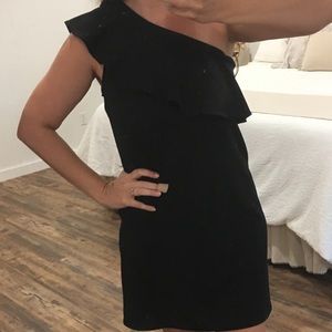 Off the shoulder black cocktail dress
